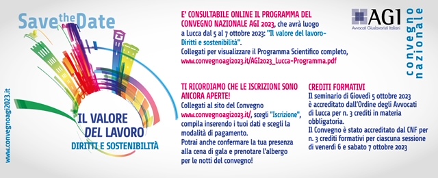 CONVEGNO NAZIONALE AGI - SAVE THE DATE